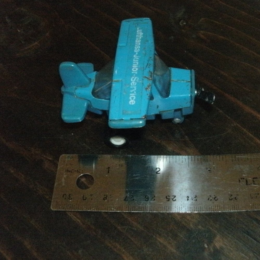 80s Buddy L Lufthansa Junior Service 3" Toy Single Propeller Airplane Hong Kong